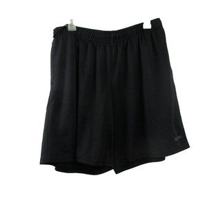 Reebok Athletic Shorts Large Black Elastic Waist Drawstring Side Pockets Gym